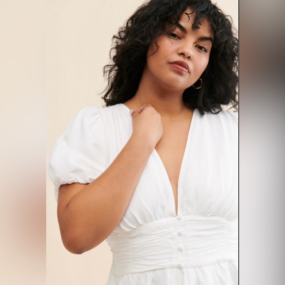 Anthropologie The Katerina Plunge V Neck Puff Sleeve Mini - Picture 2 of 6